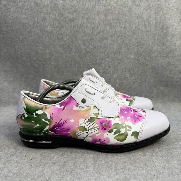 Footjoy Golf Shoe Women Size 6 White Floral Tailored Collection Soft Spike Cleat - Picture 4 of 9